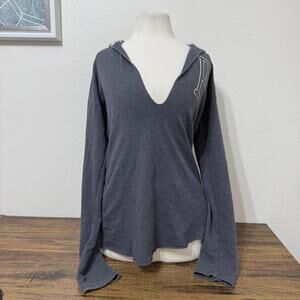 PINK VS Gray Long Sleeve Thin Hoodie with Deep V-Neck Size Small